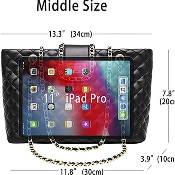 Quilted Double Strap Large Tote Bag Shoulder Bag Hobo Tote Handbag - Picture 5 of 5